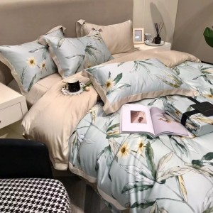 60s lyocell digital printing quilt cover bed sheet 4pcs bedding set