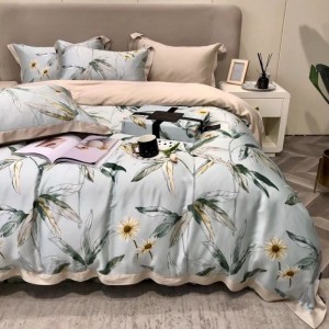 60s lyocell digital printing quilt cover bed sheet 4pcs bedding set