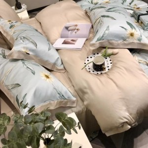 60s lyocell digital printing quilt cover bed sheet 4pcs bedding set