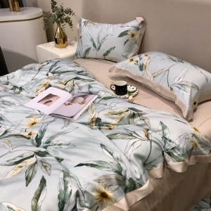 60s lyocell digital printing quilt cover bed sheet 4pcs bedding set