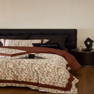 High grade red floral digital printing duvet cover bed sheets pillowcases 4pcs Australian cotton bedding set