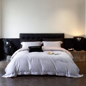 Lyocell cotton sanding embroidery bedding set purple bed sheet