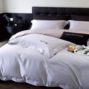 Lyocell cotton sanding embroidery bedding set purple bed sheet