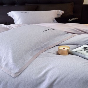 Lyocell cotton sanding embroidery bedding set purple bed sheet