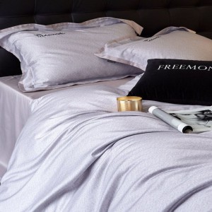 Lyocell cotton sanding embroidery bedding set purple bed sheet