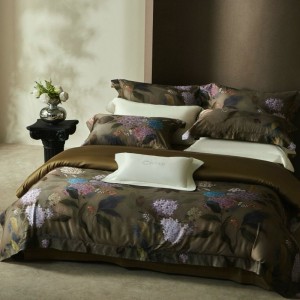 Green plant floral digital printing duvet cover bed sheets ODM/OEM lyocell cotton bedding set