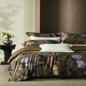 Green plant floral digital printing duvet cover bed sheets ODM/OEM lyocell cotton bedding set