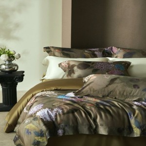 Green plant floral digital printing duvet cover bed sheets ODM/OEM lyocell cotton bedding set