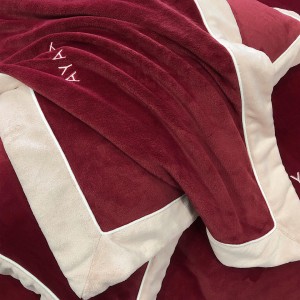 High gram weight red milk velvet home textiles solid color pillowcases patchwork bedding set wholesaler