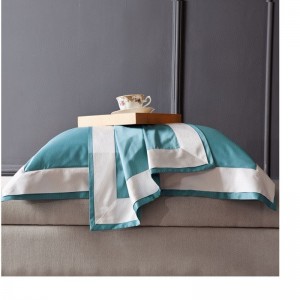 Blue 100% Cotton Duvet Cover Bed Sheet Set 500tc Solid Color Bedding Set Wholesale