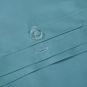 Blue 100% Cotton Duvet Cover Bed Sheet Set 500tc Solid Color Bedding Set Wholesale