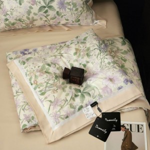 100S Top Class Lyocell Summer Quilt Microfiber Filling Digital Printing Quilt Duvet Bed Sheets Bedding Set For Home