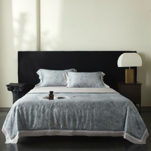Luxury Blue Digital Printing Summer Quilt 100% 500tc Lyocell Duvet Bed Sheet Custom 4PCS Bedding Set
