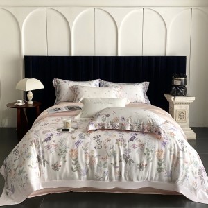 Princess style printing home textile lyocell cotton bed linen pink lace duvet quilt comforter cover bedding set wholesaler