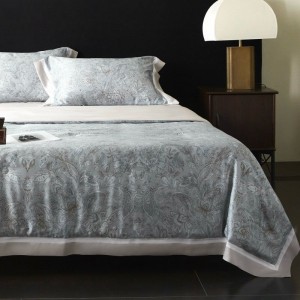 Luxury Blue Digital Printing Summer Quilt 100% 500tc Lyocell Duvet Bed Sheet Custom 4PCS Bedding Set