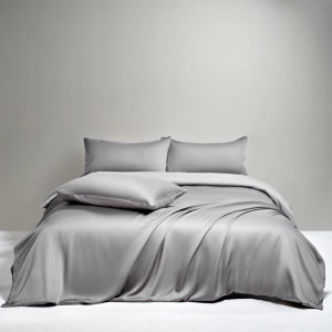 Solid Color 60S Lyocell 4PCS Gray Bedding Set With Queen King Size Duvet Cover Double Pillowcases Bed Sheets