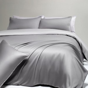 Solid Color 60S Lyocell 4PCS Gray Bedding Set With Queen King Size Duvet Cover Double Pillowcases Bed Sheets