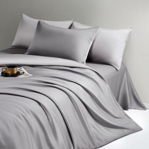 Solid Color 60S Lyocell 4PCS Gray Bedding Set With Queen King Size Duvet Cover Double Pillowcases Bed Sheets