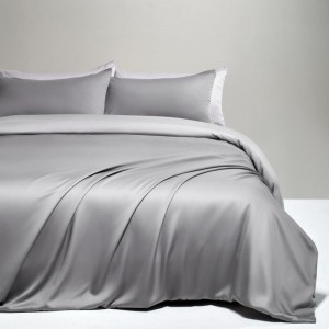 Solid Color 60S Lyocell 4PCS Gray Bedding Set With Queen King Size Duvet Cover Double Pillowcases Bed Sheets