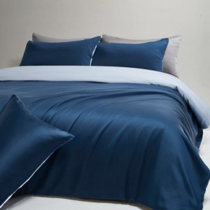 High Class 300tc Lyocell Quilt Cover Bed Sheets Pillowcases 1.8/2m Navy Blue Bedding Set