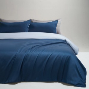 High Class 300tc Lyocell Quilt Cover Bed Sheets Pillowcases 1.8/2m Navy Blue Bedding Set