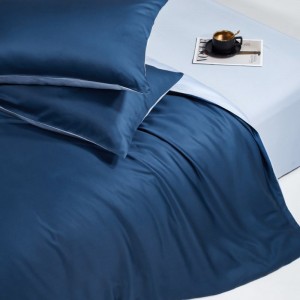 High Class 300tc Lyocell Quilt Cover Bed Sheets Pillowcases 1.8/2m Navy Blue Bedding Set