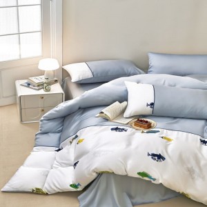 300tc Lyocell Bed Set Adults And Children Cartoon Digital Printing Duvet Cover Blue Bed Sheets Bedding Set