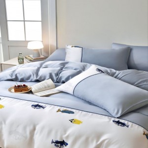 300tc Lyocell Bed Set Adults And Children Cartoon Digital Printing Duvet Cover Blue Bed Sheets Bedding Set