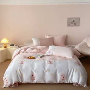 Pink Cartoon Printed Quilt Cover Bed Sheet Single/Queen/King Size 4PCS 60S Lyocell Bedding Set