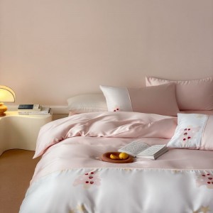 Pink Cartoon Printed Quilt Cover Bed Sheet Single/Queen/King Size 4PCS 60S Lyocell Bedding Set