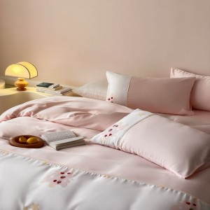 Pink Cartoon Printed Quilt Cover Bed Sheet Single/Queen/King Size 4PCS 60S Lyocell Bedding Set