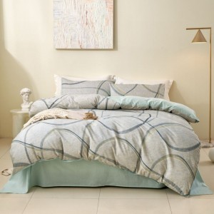 High Quality 40S Cotton Home Bed Linen Floral Digital Printed Duvet Cover Green Bed Sheets Bedding Set