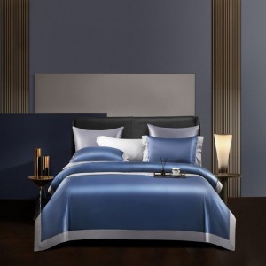 Luxury Home Textile Bed Set Blue Over 700TC Pima Cotton Duvet Cover Bed Sheets Solid Color Queen King Bedding Set
