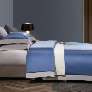 Luxury Home Textile Bed Set Blue Over 700TC Pima Cotton Duvet Cover Bed Sheets Solid Color Queen King Bedding Set