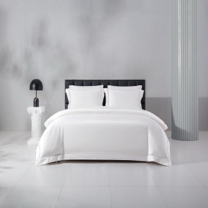 Plain White 100% Cotton Home Hotel Bedroom Bed Sheet Duvet Cover Long Staple Cotton Bedding Set
