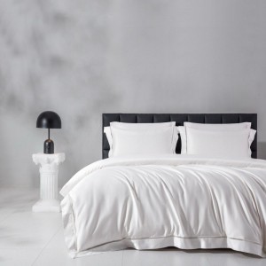 Plain White 100% Cotton Home Hotel Bedroom Bed Sheet Duvet Cover Long Staple Cotton Bedding Set