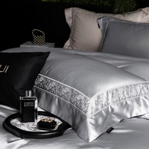 Elegant design full size jacquard adult pillowcases luxury grey 100% cotton comforter cover bedding set supplier
