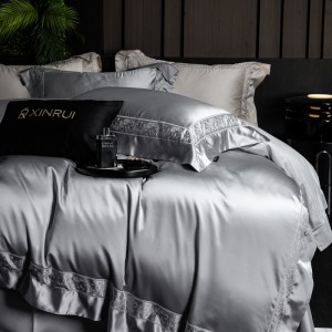 Elegant design full size jacquard adult pillowcases luxury grey 100% cotton comforter cover bedding set supplier