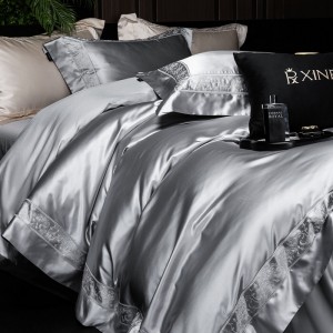 Elegant design full size jacquard adult pillowcases luxury grey 100% cotton comforter cover bedding set supplier