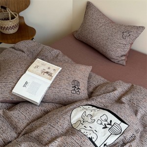 100% cotton jacquard home hotel textile brown comforter cover with 2 high-end pillowcases coverlets bedding set manufacture