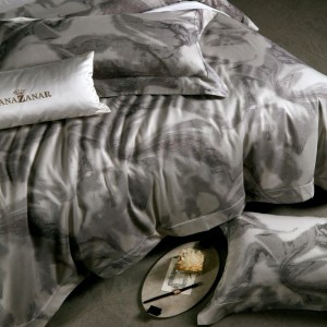 100S Egyptian Giza Long Staple Cotton Yarn-dyed Jacquard Duvet Cover Bed Sheet Gray Bedding Set