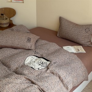 100% cotton jacquard home hotel textile brown comforter cover with 2 high-end pillowcases coverlets bedding set manufacture