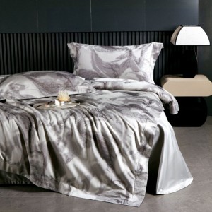 100S Egyptian Giza Long Staple Cotton Yarn-dyed Jacquard Duvet Cover Bed Sheet Gray Bedding Set