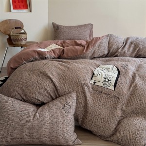 100% cotton jacquard home hotel textile brown comforter cover with 2 high-end pillowcases coverlets bedding set manufacture