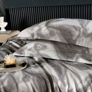 100S Egyptian Giza Long Staple Cotton Yarn-dyed Jacquard Duvet Cover Bed Sheet Gray Bedding Set