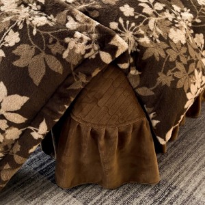 Hot selling rabbit fleece 4-pieces home textile brown coverlets printing bedsheets simple style bed linen bedding set wholesaler
