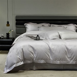 Light Purple 900TC Cotton Bedding Set With Jacquard Duvet Cover Soft Bed Sheets Double Pillowcases