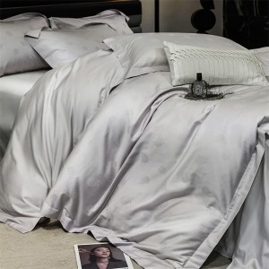 Light Purple 900TC Cotton Bedding Set With Jacquard Duvet Cover Soft Bed Sheets Double Pillowcases