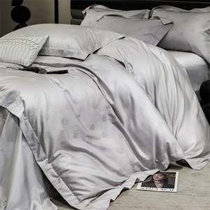 Light Purple 900TC Cotton Bedding Set With Jacquard Duvet Cover Soft Bed Sheets Double Pillowcases