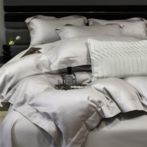 Light Purple 900TC Cotton Bedding Set With Jacquard Duvet Cover Soft Bed Sheets Double Pillowcases